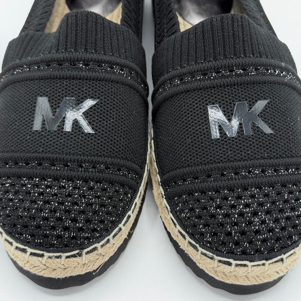 NEW Michael Kors Raya Espadrille Flats Black Metallic Knit Slip-On Shoes Sz 5.5 - Picture 3 of 10